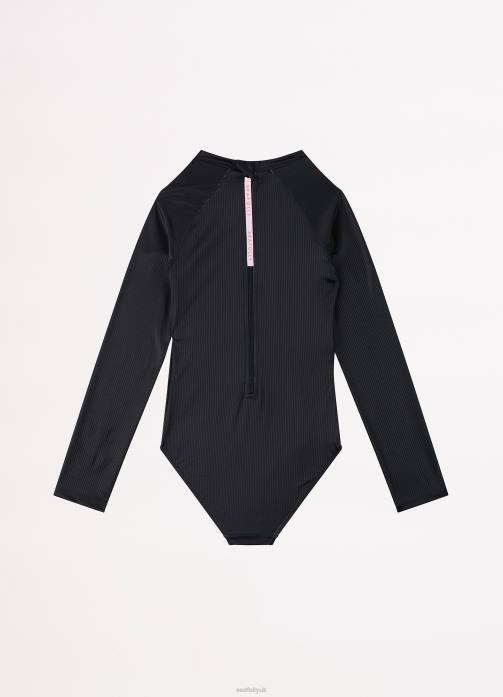 Essential Girls Panelled Paddlesuit Black Seafolly Children Swimwear JRJZ798