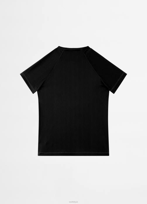 Essential Girls S/S Rash Vest Black Seafolly Children Swimwear JRJZ802