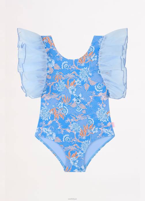Fuji Girls Fairy Sleeve 1Pc Blue Seafolly Children Swimwear JRJZ790