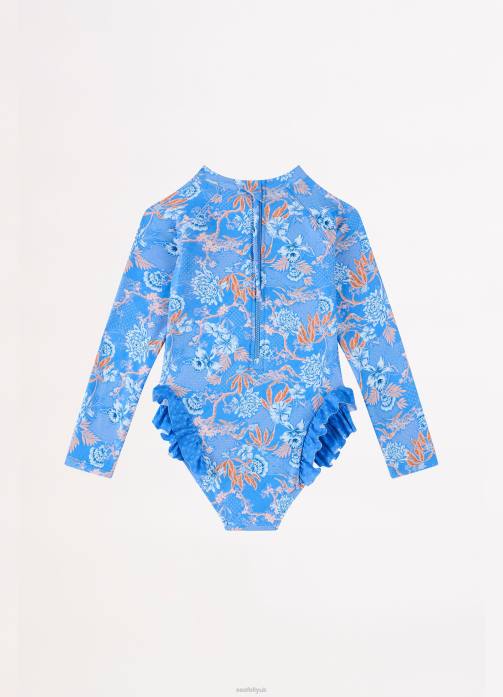 Fuji Girls Frill Hip Paddlesuit Blue Seafolly Children Swimwear JRJZ789