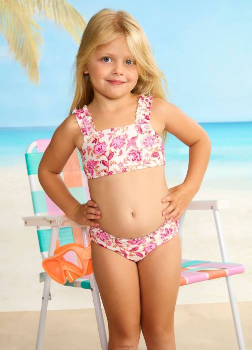 Silk Road Girls Mini Ruffle Bikini Pink Seafolly Children Swimwear JRJZ791