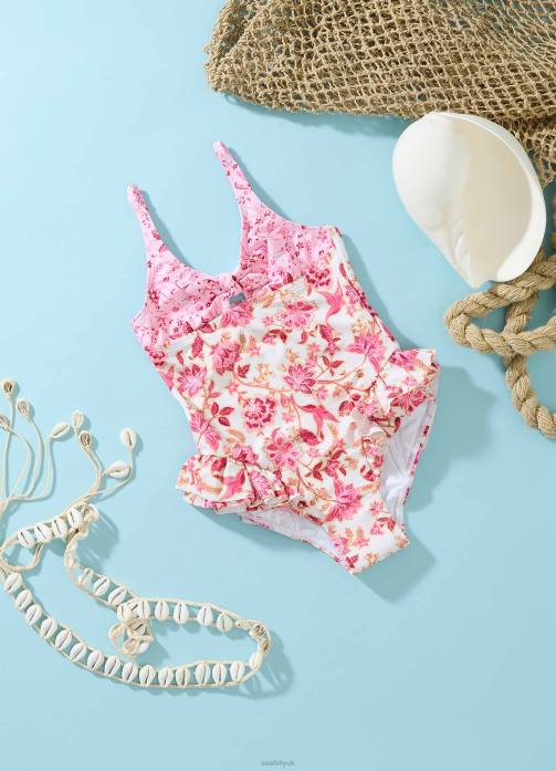 Silk Road Girls Tie Front One Piece Spice Seafolly Children Swimwear JRJZ792