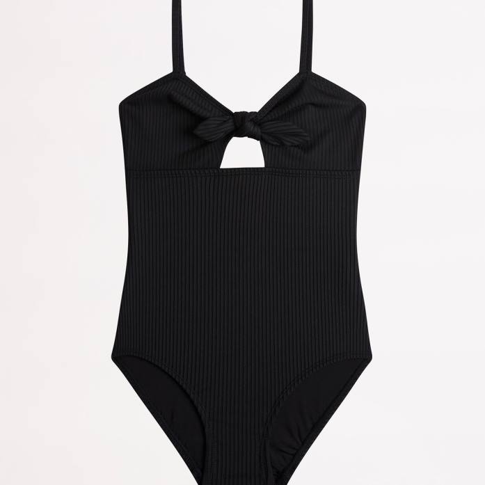 Summer Essential Girls Tie Front One Piece Black Seafolly Children Swimwear JRJZ804