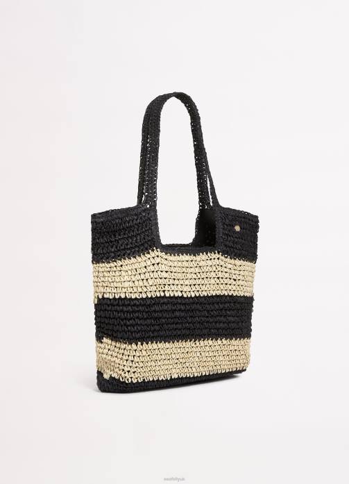 Splice Woven Tote Black/Natural Seafolly Women Accessories JRJZ762