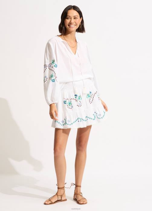 Eden Embroidery Skirt White Seafolly Women Clothes JRJZ722