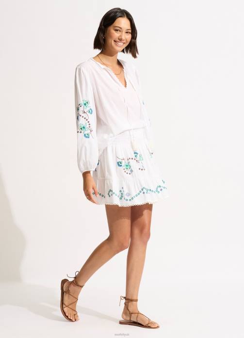 Eden Embroidery Skirt White Seafolly Women Clothes JRJZ722