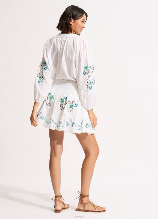 Eden Embroidery Skirt White Seafolly Women Clothes JRJZ722