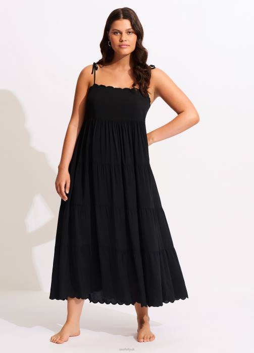 Gia Scallop Midi Black Seafolly Women Clothes JRJZ684