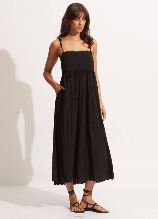 Gia Scallop Midi Black Seafolly Women Clothes JRJZ684