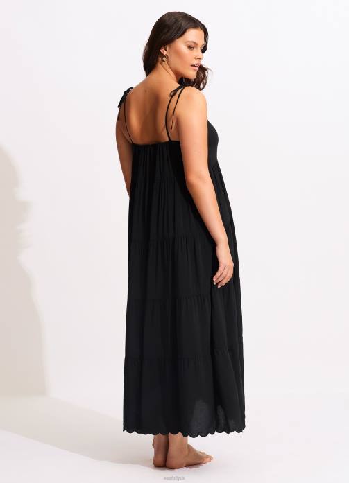 Gia Scallop Midi Black Seafolly Women Clothes JRJZ684