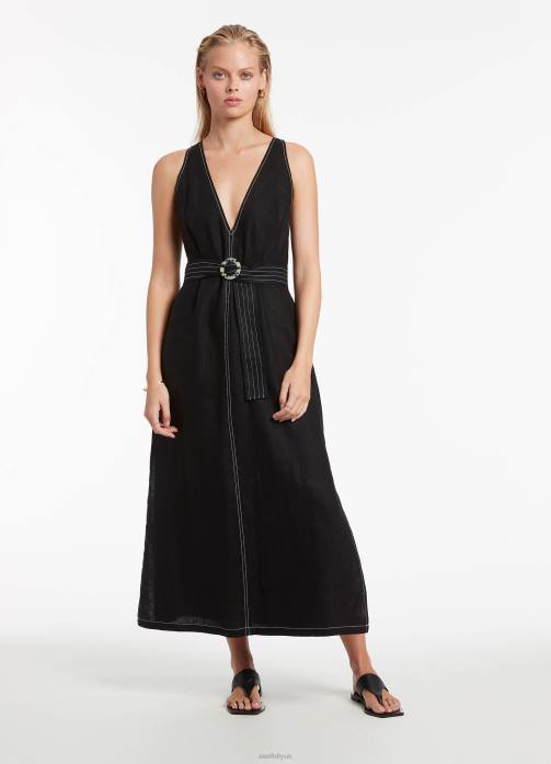 Jetset Plunge Stitch Dress Black Seafolly Women Clothes JRJZ701
