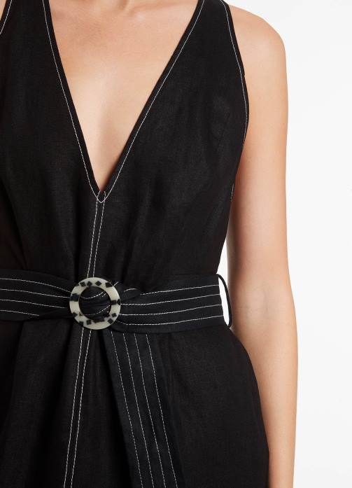 Jetset Plunge Stitch Dress Black Seafolly Women Clothes JRJZ701