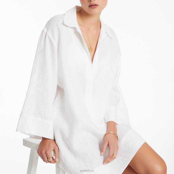 Jetset Pullover Kaftan White Seafolly Women Clothes JRJZ702