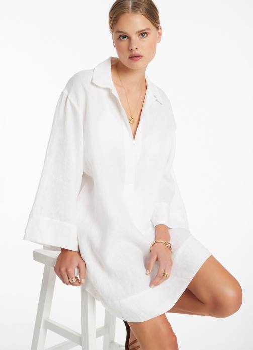 Jetset Pullover Kaftan White Seafolly Women Clothes JRJZ702