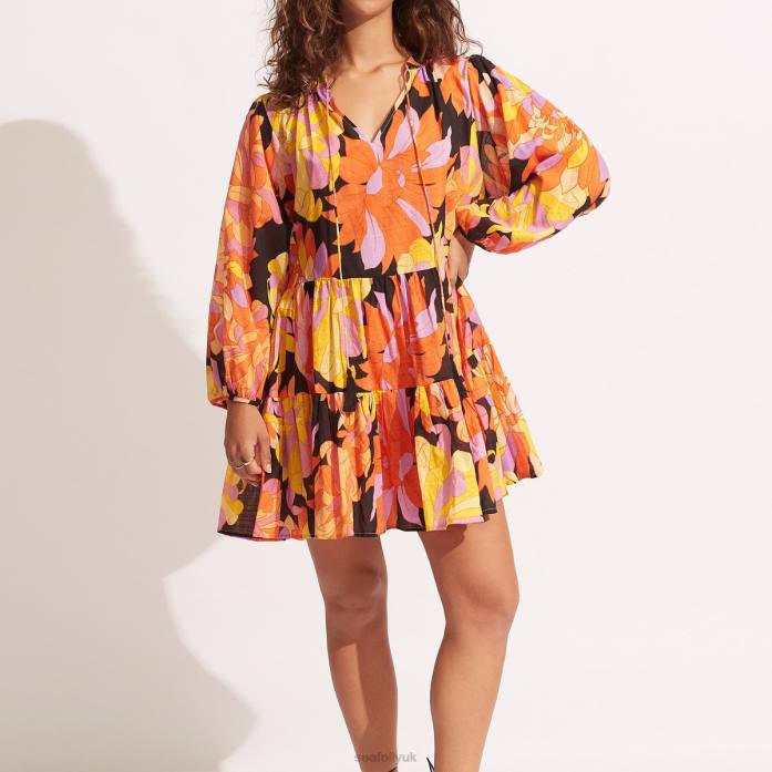 Palm Springs Tier Dress Black Seafolly Women Clothes JRJZ691