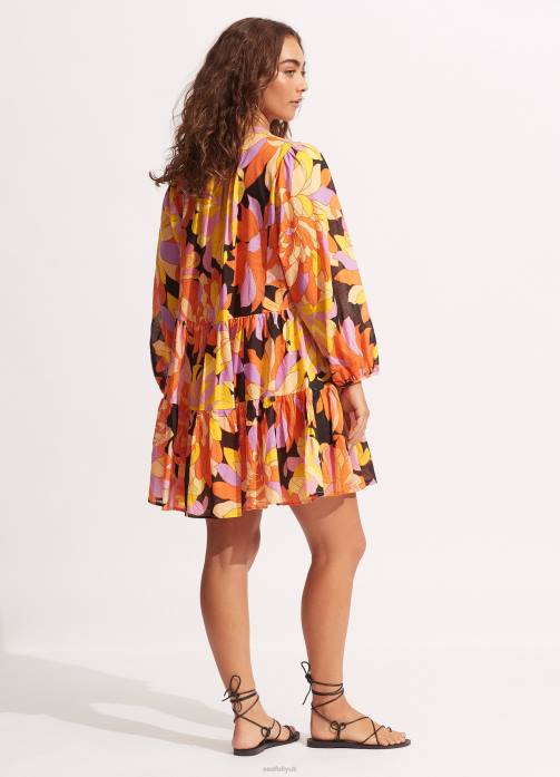 Palm Springs Tier Dress Black Seafolly Women Clothes JRJZ691