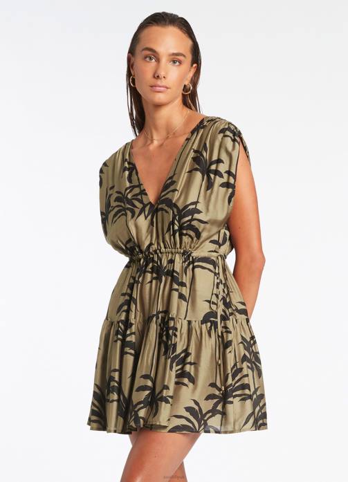 Palme Tiered Cover Up Olive Seafolly Women Clothes JRJZ704