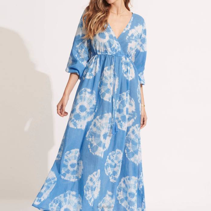 Tie Dye Maxi Dress Azure Seafolly Women Clothes JRJZ683