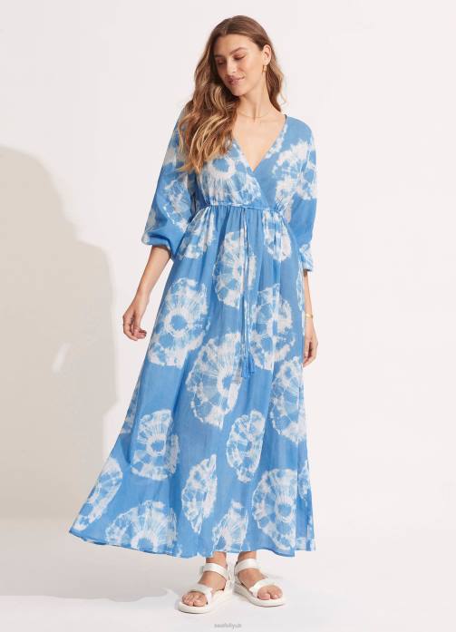Tie Dye Maxi Dress Azure Seafolly Women Clothes JRJZ683