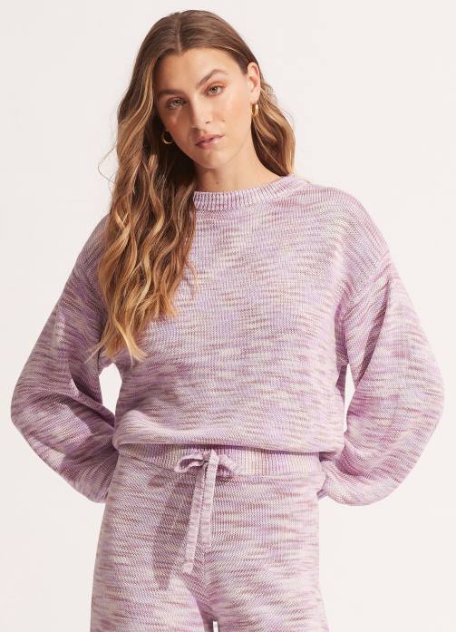 Marl Knit Jumper Lilac Seafolly Women Clothes JRJZ643