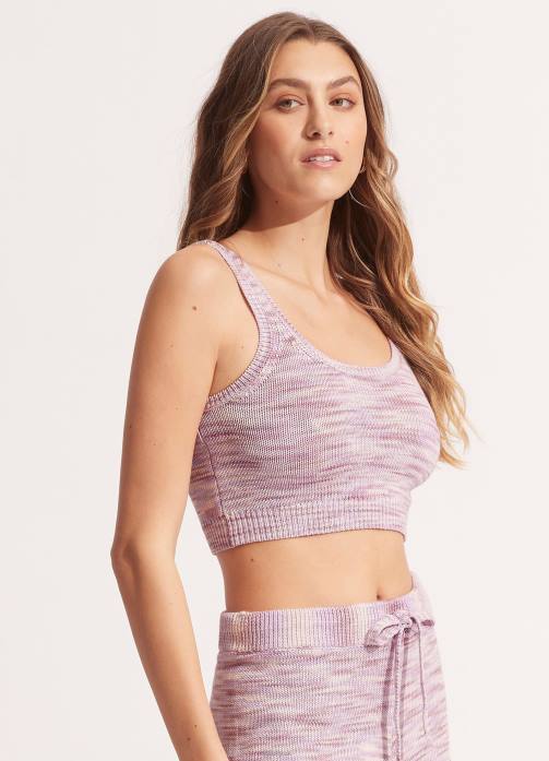 Marl Knit Top Lilac Seafolly Women Clothes JRJZ647