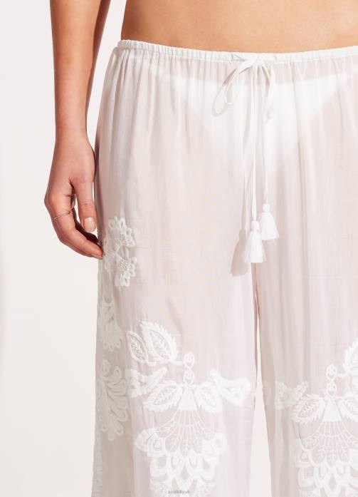 Embroidered Pant White Seafolly Women Clothes JRJZ752