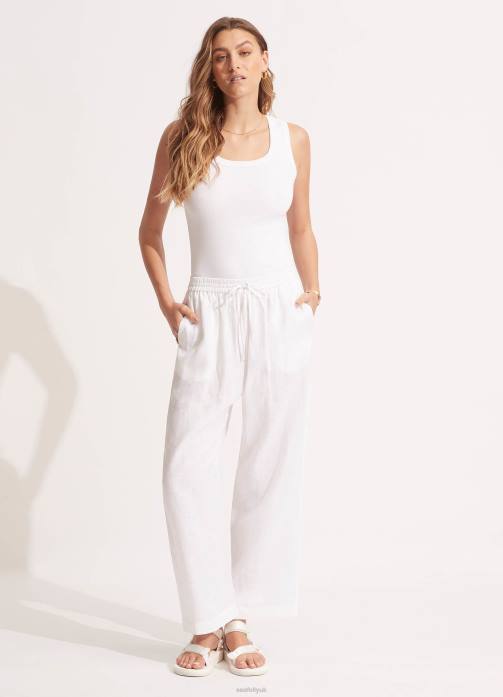 Linen Pant White Seafolly Women Clothes JRJZ753