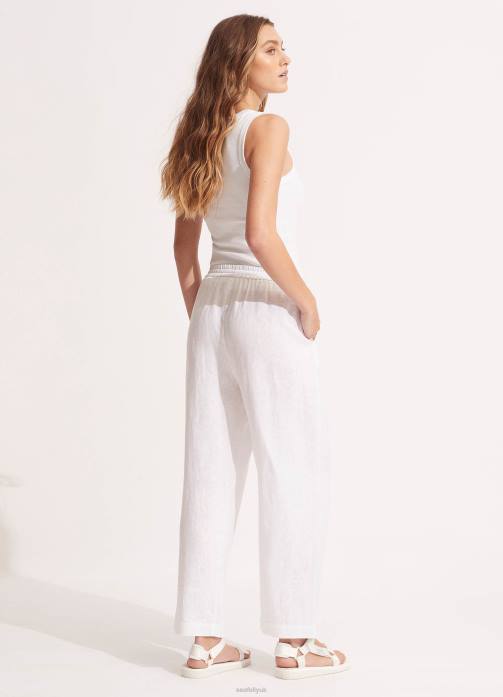 Linen Pant White Seafolly Women Clothes JRJZ753