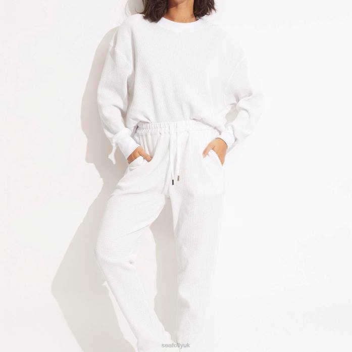 Waffle Pant White Seafolly Women Clothes JRJZ664