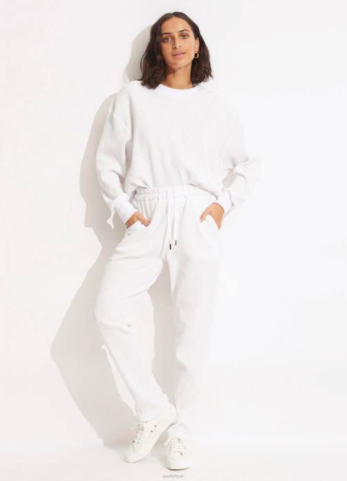 Waffle Pant White Seafolly Women Clothes JRJZ664