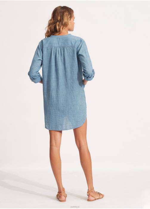 Boyfriend Beach Shirt Chambray Seafolly Women Clothes JRJZ759