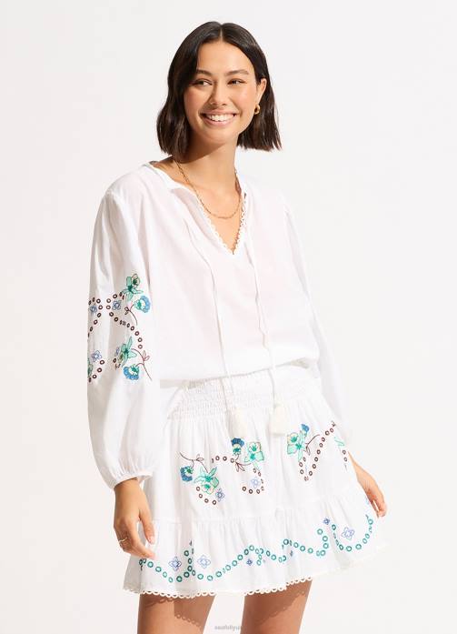 Eden Embroidery Top White Seafolly Women Clothes JRJZ737