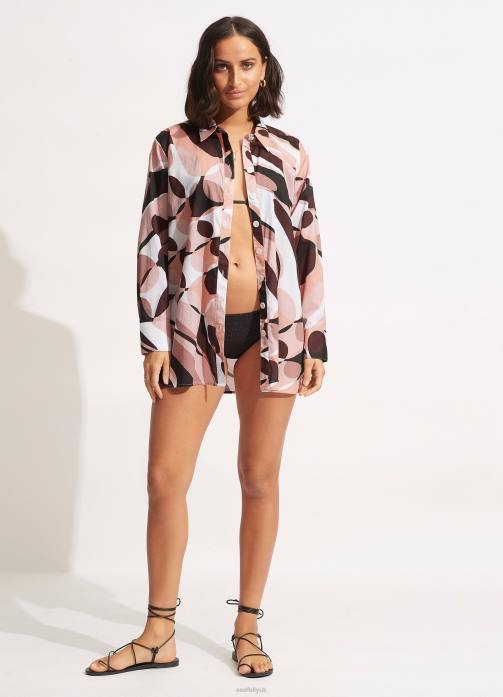 Poolside Shirt Sepia Seafolly Women Clothes JRJZ746