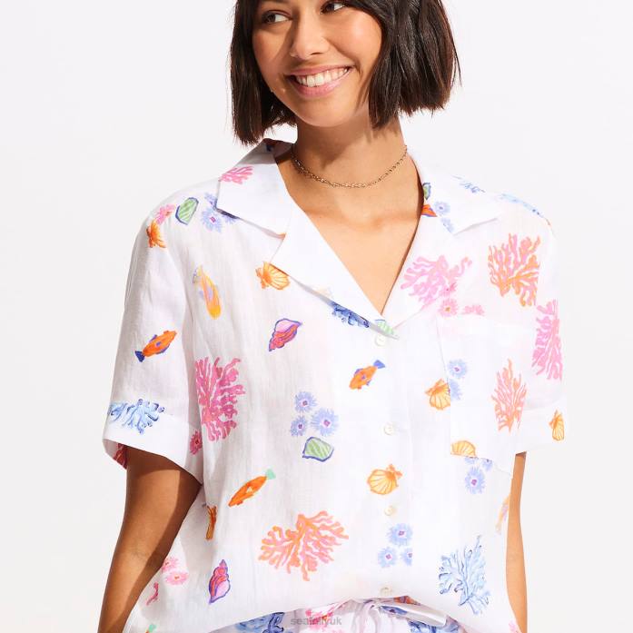 Under The Sea Beach Shirt White Seafolly Women Clothes JRJZ734