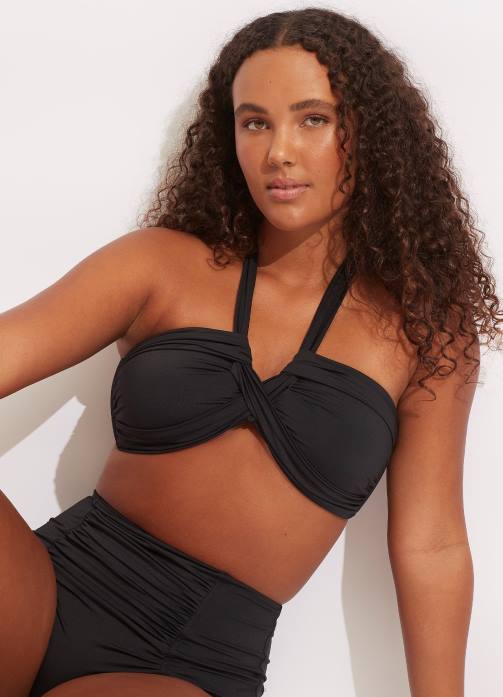 Collective Halter Bandeau Black Seafolly Women Swimwear JRJZ192