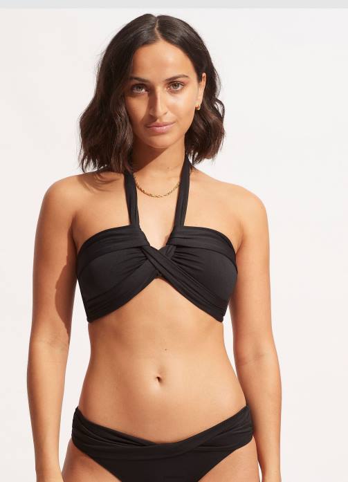 Collective Halter Bandeau Black Seafolly Women Swimwear JRJZ192