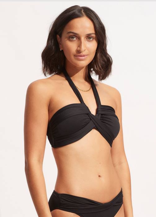 Collective Halter Bandeau Black Seafolly Women Swimwear JRJZ192