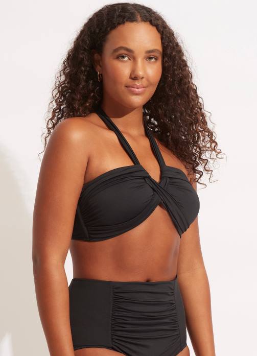 Collective Halter Bandeau Black Seafolly Women Swimwear JRJZ192