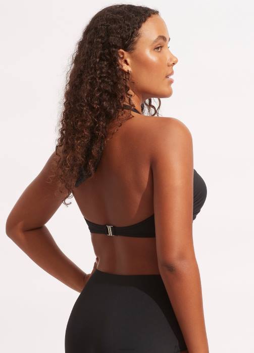 Collective Halter Bandeau Black Seafolly Women Swimwear JRJZ192