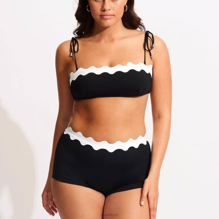 Gia Ric Rac Bustier Bandeau Black Seafolly Women Swimwear JRJZ566