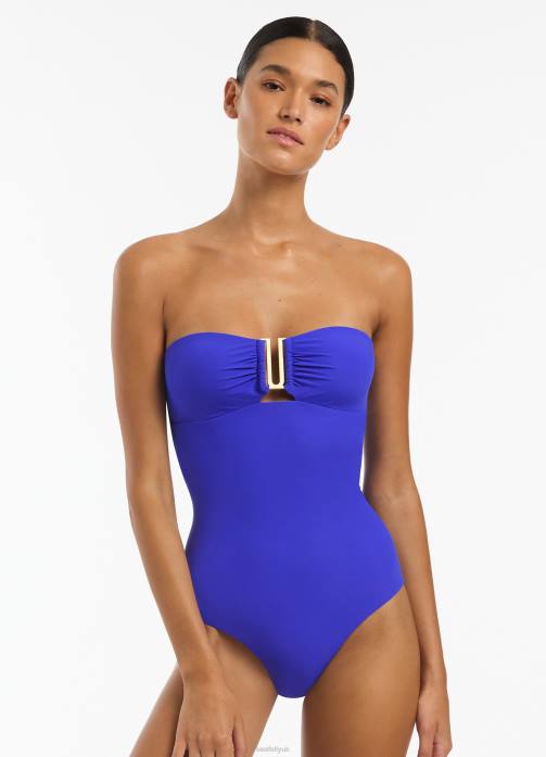 Jetset Bandeau One Piece Sapphire Seafolly Women Swimwear JRJZ7