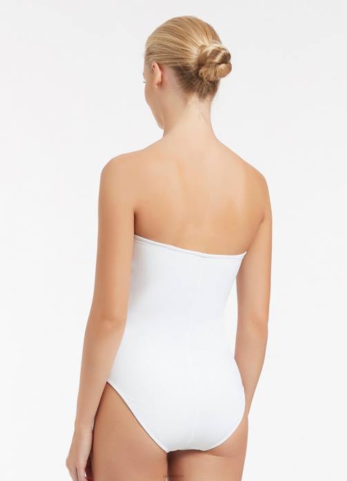 Jetset Bandeau One Piece White Seafolly Women Swimwear JRJZ91
