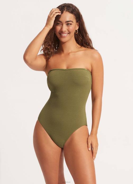 Sea Dive Dd Bandeau One Piece Khaki Seafolly Women Swimwear JRJZ64