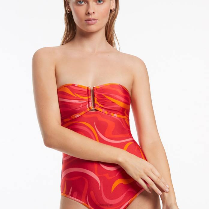 Vortici Bandeau One Piece Cherry Seafolly Women Swimwear JRJZ166