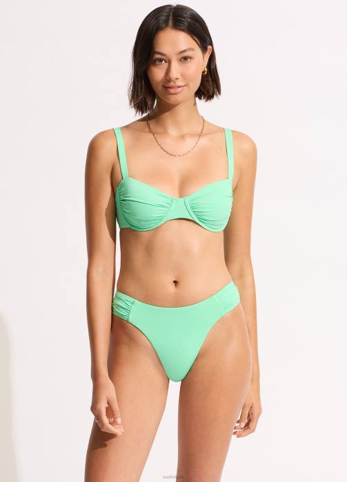 Collective Ruched Underwire Bikini Top Mint Seafolly Women Swimwear JRJZ245