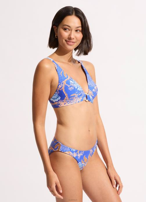 Eden Longline Triangle Bikini Top Azure Seafolly Women Swimwear JRJZ176