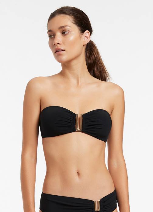 Jetset Bandeau Bikini Top Black Seafolly Women Swimwear JRJZ271