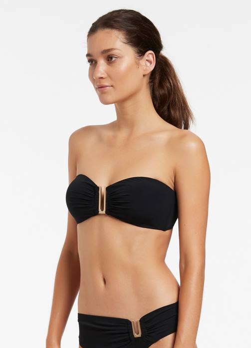 Jetset Bandeau Bikini Top Black Seafolly Women Swimwear JRJZ271