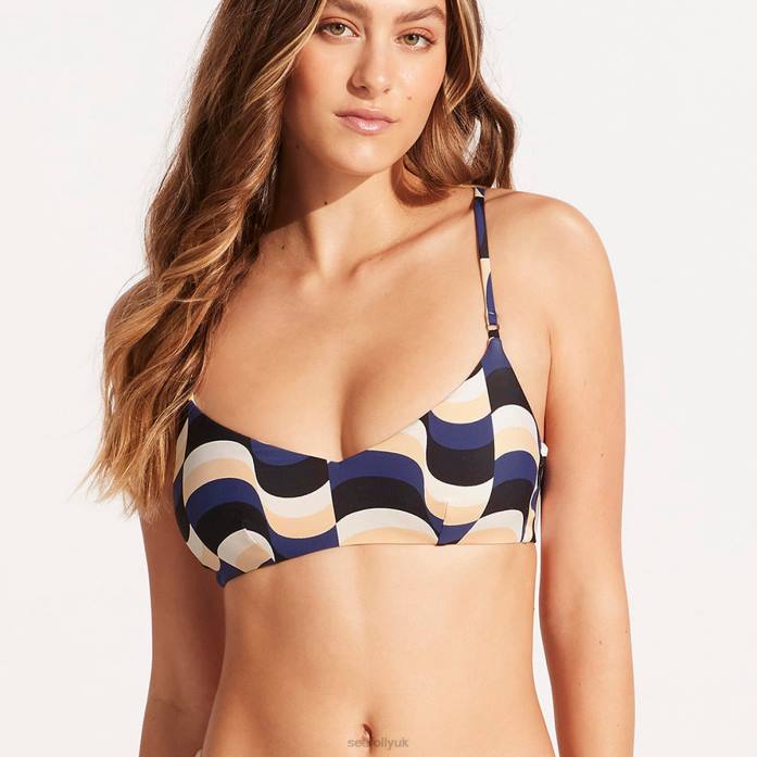 Modern Take Bralette Bikini Top Black Seafolly Women Swimwear JRJZ374