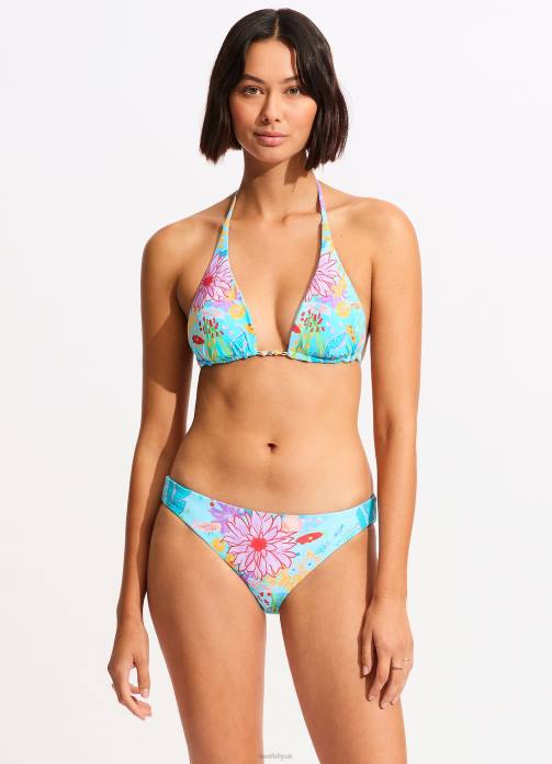 Under The Sea Reversible Slide Triangle Bikini Top Blue Mist Seafolly Women Swimwear JRJZ366